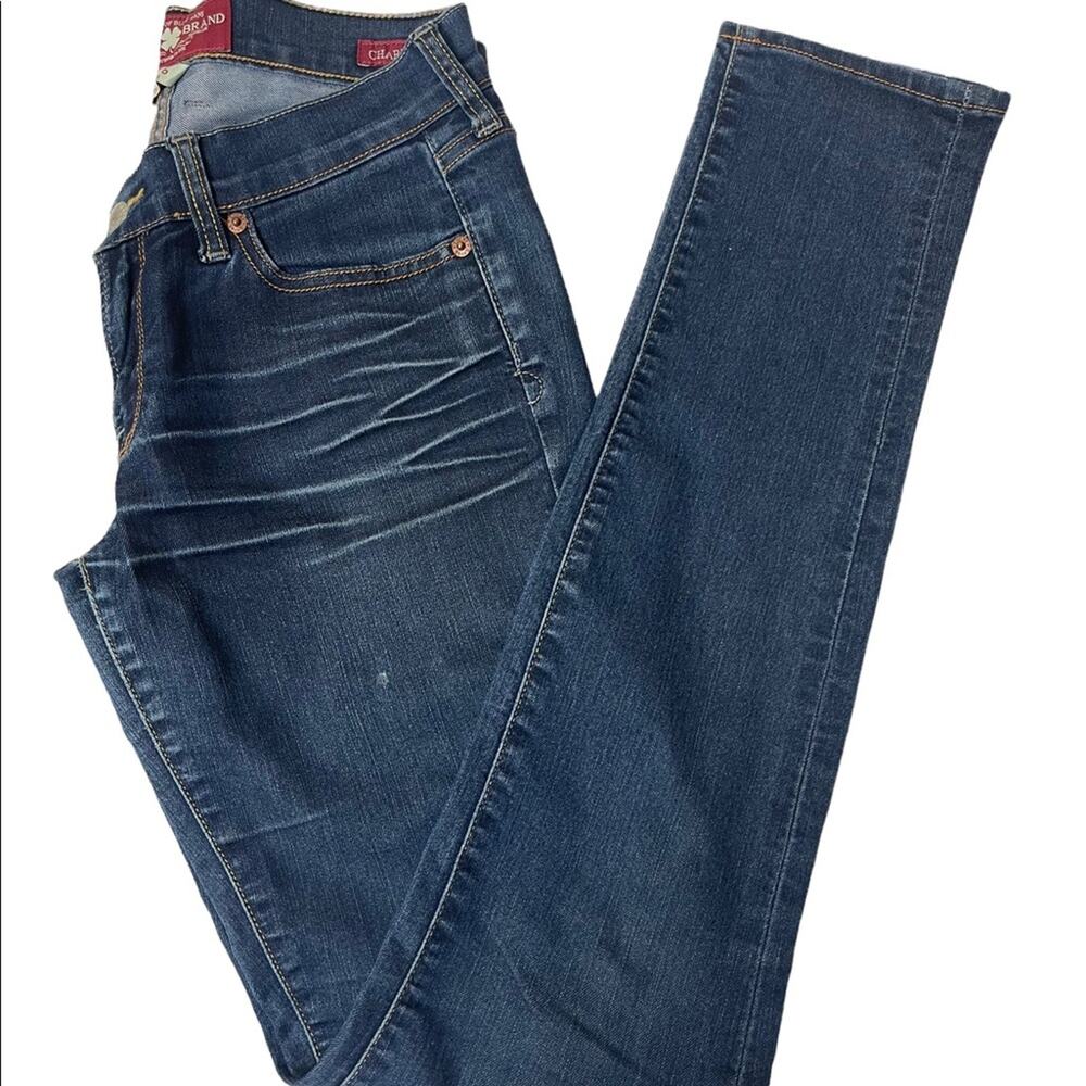 Lucky Brand Charlie Skinny Distressed Medium Wash Denim Jean Blue Size 2